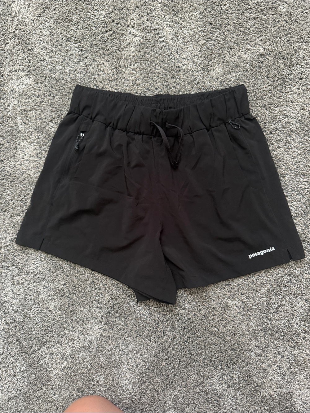 Patagonia Black Women's Athletic Shorts with Drawcord and Zipper Pockets